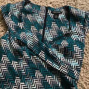 Teal and white zigzag dress